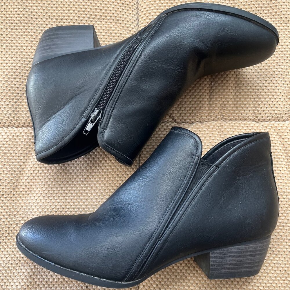 AUTHENTIC " ESPRIT " WOMEN'S HUNTER‎ TAUPE SIDE ZIP FAUX Leather ANKLE BOOTS 10M